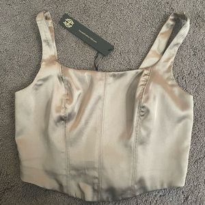 House of Harlow 1960 crop satin top